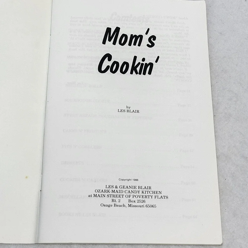 Mom's Cookin' Spiced With‎ Country Sayin's 1986 Ozark Maid Cookbook Les Blair